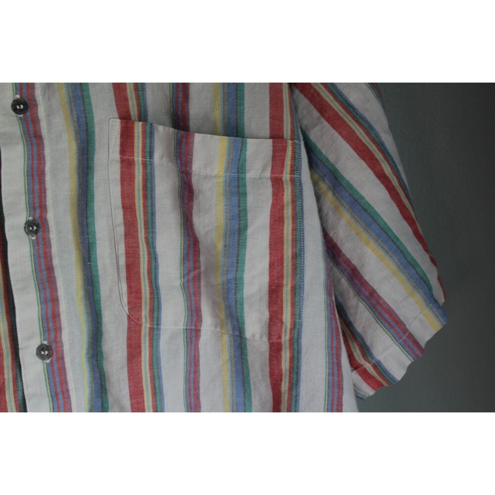 M.E. Sport Mens XL Short-sleeve Button-up Vertical Striped Shirt - Picture 3 of 14